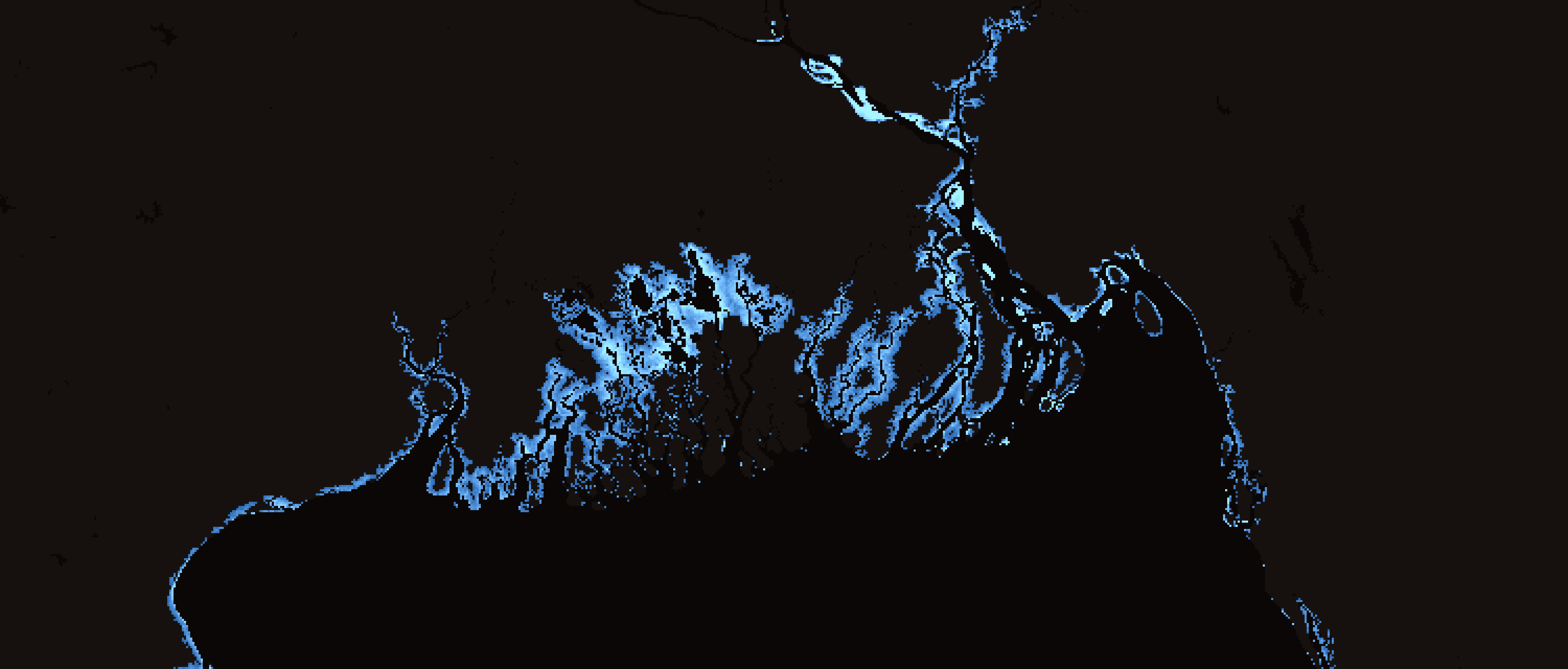 Modeled coastal flood depth, Ganges delta